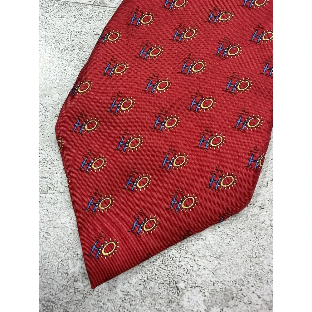 Vineyard Vines Tie Mens One Size Red 100% Silk Pointed Geometric Haven For Hope